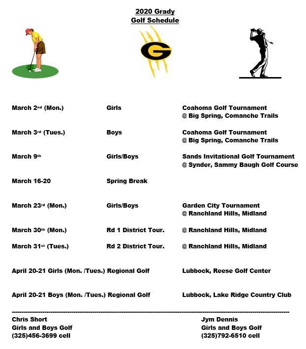 golf schedule